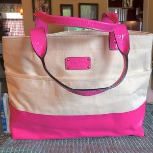 Kate Spade ♠️ Leather and Canvas Shoulder Tote Bag